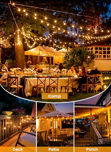 Brightown 108FT 52LED Solar String Lights Outdoor with Remote & USB Port, Shatterproof Bulbs, Dimmable & Timable, 3 Modes, Patio Lights Solar Powered with Mount Clips for Camping Backyard Garden Decor - size: 108FT