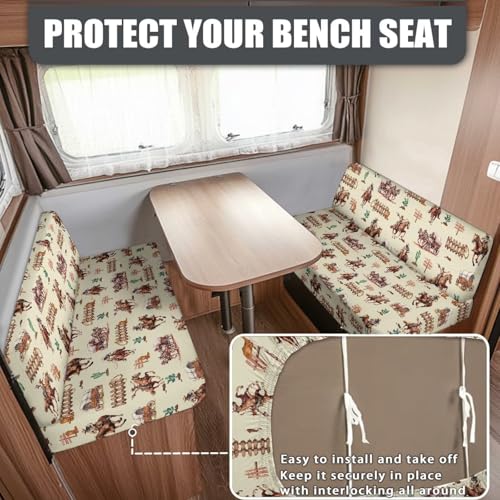 Cowboy Horse RV Dinette Cushion Covers Washable RV Couch Covers Camper Cushion Slipcover for RV Sofa Stretchy Bench Seat Covers - color: Cowboy Horse