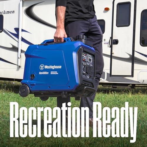 Westinghouse 4000 Peak Watt Super Quiet Portable Inverter Generator, Wheel & Handle Kit, RV Ready 30A Outlet, Gas Powered, CO Sensor, Parallel Capable - style: 4000 Watts - Gas Only - Recoil Start