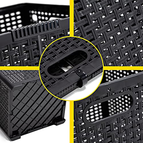 Eslite 42L Collapsible Plastic Laundry Baskets,Foldable Laundry Hamper,Pack of 2 (Black) - color: Black