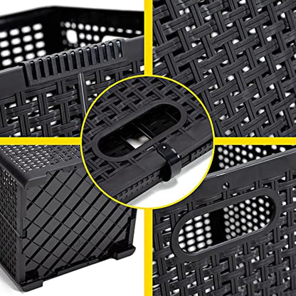 Eslite 42L Collapsible Plastic Laundry Baskets,Foldable Laundry Hamper,Pack of 2 (Black) - color: Black