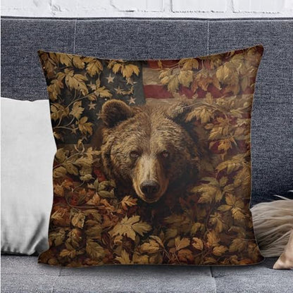 Bear American Flag Camo Pattern 3 Pcs RV Dinette Cushion Covers Washable Camper Cushion Slipcover Stretch RV Seat Covers Pillow Case Sofa Slipover for Travel Trailer Couch - color: Bear American Flag Camo