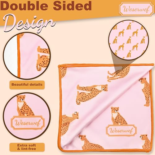 WESERWEF Design Microfiber Glasses Cleaning Cloth – Premium Cleaning Cloth for Eyeglasses, Screens, Tablets, Cameras & Lenses, 12" x 12", Ultra-Soft & Scratch-Free (Leo Pink) - color: leo pink