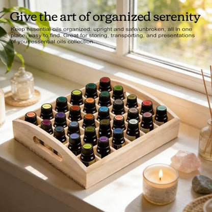 VolksRose 30-Slot Wooden Storage Box - Fits 5-15 ml Bottles, Travel & Presentation Storage, Nail Polish & Perfume Collection