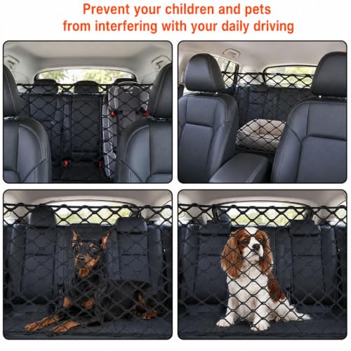 Car Dog Barrier Net for Toyota 86, Dual Layer Trunk Cargo Net Backseat Divider with Hook Safety Mesh Pet Guard Storage Bag