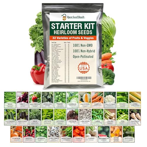 Vegetable & Fruit Seeds | 32 Individual Packs | 2026 Season | Non-GMO, High Yield - 15,000+ Seeds | Tomato, Cucumber, Zucchini, Bell Pepper and More | for Indoor & Outdoor Garden Planting
