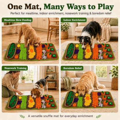 Snuffle Mat for Dogs – Extra Large 32'' x 20'', Washable Slow Feeder Dog Toy, Durable Interactive Dog Puzzle for Mental Stimulation & Nosework Training, with Anti-Slip Suction Cups - color: Green-Yellow