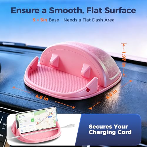 Loncaster Car Phone Holder, Car Phone Mount Silicone Car Pad Mat for Various Dashboards, Slip Free Phone Stand Compatible with iPhone, Samsung, Pink - color: Pink