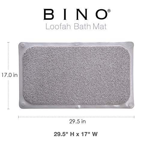BINO | Loofah Non-Slip Bath Mat for Tub - Light Grey | Spa-Inspired Comfort, Quick-Drying, Secure Suction Cups | Exfoliating Shower Mat for a Luxurious and Safe Bathing Experience - color: Light Grey