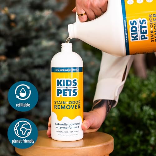 KIDS 'N' PETS Instant All-Purpose Stain & Odor Remover Permanently Eliminates Dog Pee, Cat Urine, Other Smells, Spots from Home Carpet, Couch, Furniture, Mattress, Fabric. Non-Toxic, Child Safe - 27oz - style: 27.05 fl oz