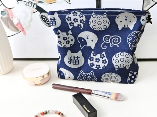 HAPPYHEIDI Canvas Pouch for Travel, Accessory Tool Bag, Solid Gray, Cotton Blend, Zipper Closure, 7.1x2.4x7 Inches - color: GR-Canvas-Gray