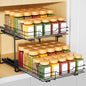 RCHYFEED Spice Organization for Cabinet,2 Tier Pull out Spice Rack Organizer for Inside Cabinets & Pantry, Slide out Heavy Duty Spice Shelf Rack for Kitchen Seasoning (11.5" Wx10.5 Dx9.5 H) - size: 2 Tier-11.5''Wx10.5''Dx9.5''H