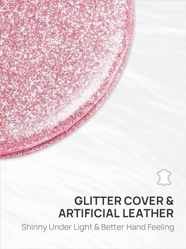 OMIRO 1X/10X Magnifying Compact Mirror with PU Leather, Ultra-Portable for Purses and Travel, Round Pink - color: Pink