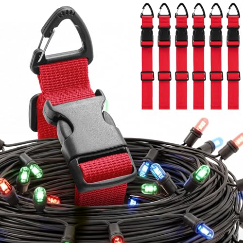 6 Pack 17 Inch Adjustable Extension Cord Holder Organizer with Triangle Clips for Garage Organization and Storage Heavy Duty Extension Cord Hanger for Men Workshop (Red) - color: Red