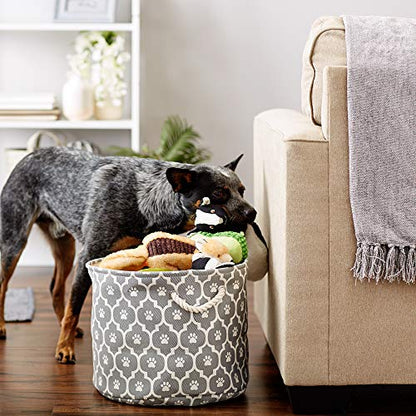 Bone Dry Pet Storage Collection Lattice Paw Print, Gray, Medium Round - color: Gray, size: Medium Round