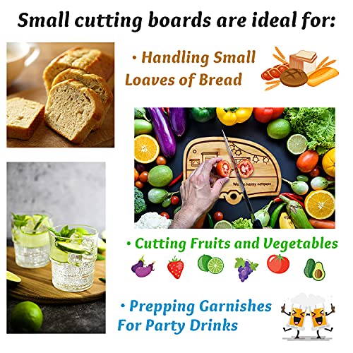 Happy Camper Bamboo Cutting Board,Retro RV Engraved Camping Cutting Board, Camper Decor RV Gift for Couple,Camping,Housewarming&Party - style: small