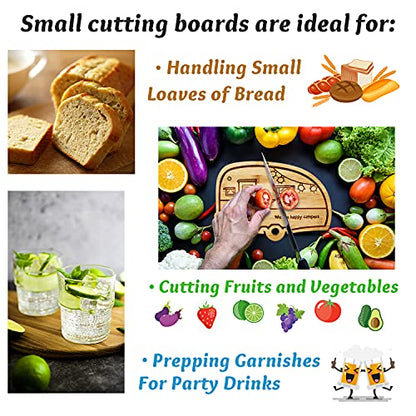 Happy Camper Bamboo Cutting Board,Retro RV Engraved Camping Cutting Board, Camper Decor RV Gift for Couple,Camping,Housewarming&Party - style: small