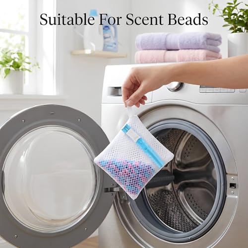 4 Pcs Anti-Sticking Laundry Pod Bags, Small Mesh Scent Beads Laundry Bags with Zipper Portable Washing Machine Wash Storage Bags for Pods Scented Beads
