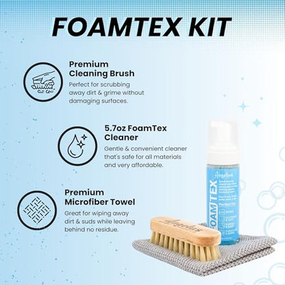 Angelus Foam Tex Cleaning Kit, Shoe Cleaning Kit for Leather, Canvas, Suede, and Rubber – Removes Dirt, Stains, and Scuffs – Non-Toxic, For Sneakers, Hats, Furniture, Clothing & More. Made In USA