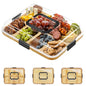 SpaceAid Charcuterie Board with Clear Lid, Portable Travel Cheese Cutting Boards for Picnic Accessories, Bamboo Serving Tray with Lids, House Warming Gifts, Black Handles, 8 Compartments - color: Black Handles, 8 Compartment