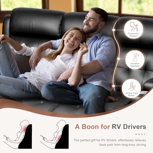 RV Loveseat Recliner Sofa, 3 Seat Wall Hugger Massage Reclining RV Couch with USB, Insert Pockets, Cup Holders, 150° RV Recliners Sleeper Sofa for RV Furniture & Home Theater Seating - color: Black, size: 3 Seat-G1