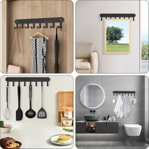 2 Pack Key Holder Wall Mount, Key Holder for Wall,Key Wall Holder, Key Hooks Hanging Keys, Key Hanger Wall Mount with 8 Hooks, Key Rack for Living Room, Kitchen, or Bathroo - color: Black