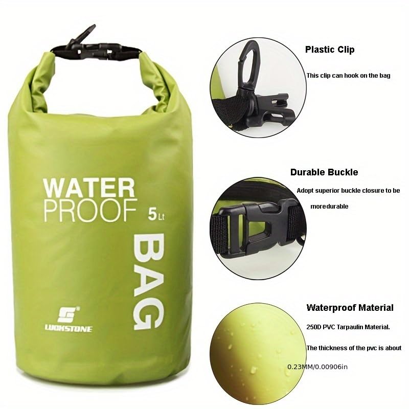 Waterproof Dry Bags, Green, Outdoor Sports Gear, Multiple Pack
