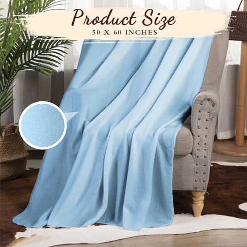 Buryeah 10 Pcs Fleece Blanket Bulk Soft Warm Fleece Blankets Cozy Lightweight Throw Blankets Plush Pet Throw Blanket for Home Bed Sofa Office Wedding Gifts Travel(50" X 60",Light Blue) - color: Light Blue