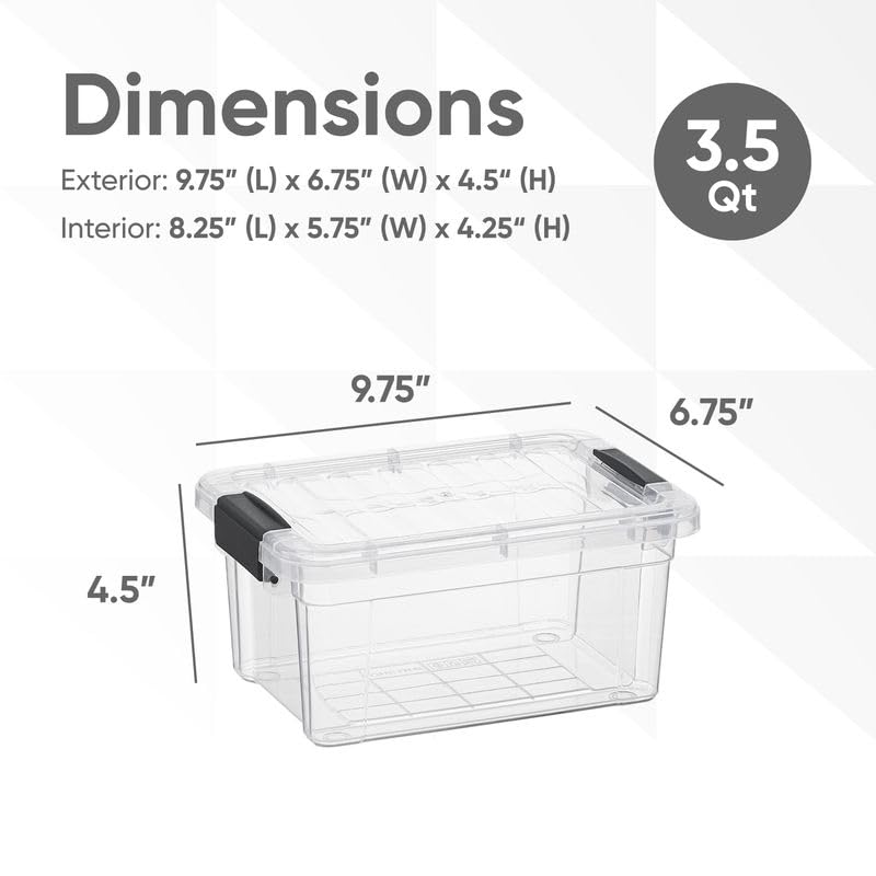 Superio Clear Storage Bins with Lids, Stackable Storage Box with Latches and Handles, Extra Small, 2 Pack 3 Quart - size: 3.5 Qt, style: 2 Pack