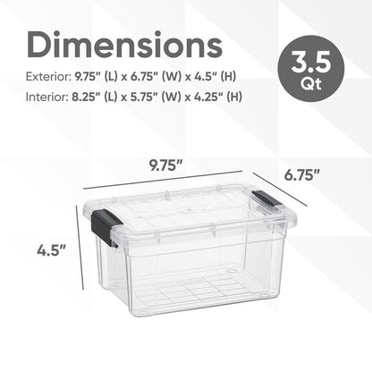 Superio Clear Storage Bins with Lids, Stackable Storage Box with Latches and Handles, Extra Small, 2 Pack 3 Quart - size: 3.5 Qt, style: 2 Pack