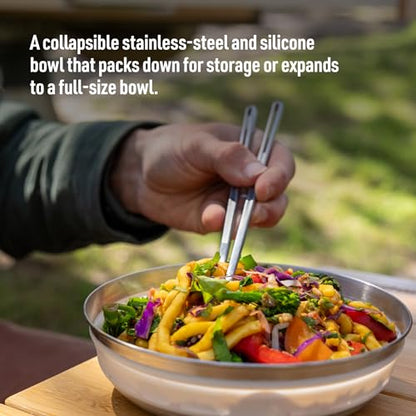 Sea to Summit Detour Stainless Steel Collapsible Bowl, Medium (22 fl oz), Beluga Black - color: Beluga Black, style: Medium