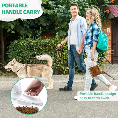 Dog Food Container, 3-5 Lb Dog Food Storage Containers with Airtight,Thicken the Lid, Large Pour Spout Cat Food Container with Measuring Cups,Portable Travel PetFood Storage Container (White) - color: White-narrow spout