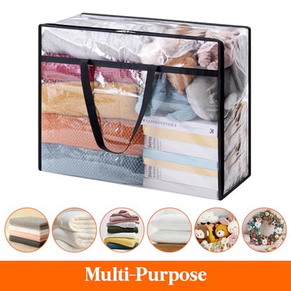 Lifewit 4 Pack Clear Clothes Storage Bags, 95L Plastic Blanket Storage Bag, Vinyl Foldable Moving Bags with Zipper, Closet Organizers and Storage Containers for Bedding, Duvet, Comforter - size: 95L