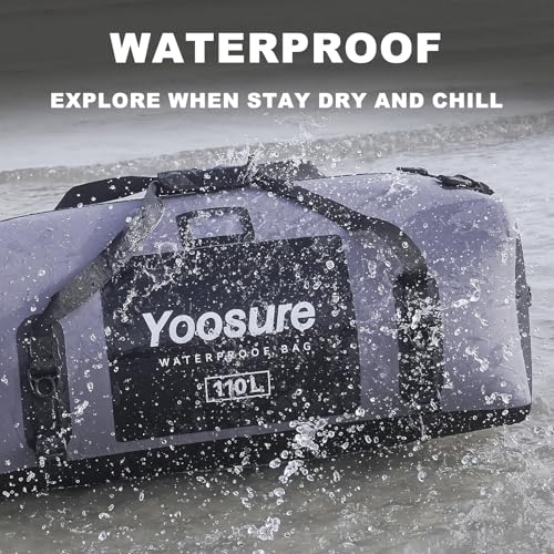 Waterproof Duffel Bag 110L- 700D PVC Dry Bag with Airtight Zipper, Large Dry Bag with Straps&Handles for Camping Boating Kayaking Rafting Canoeing Gym Beach Car Roof Storage (Grey) - color: Grey