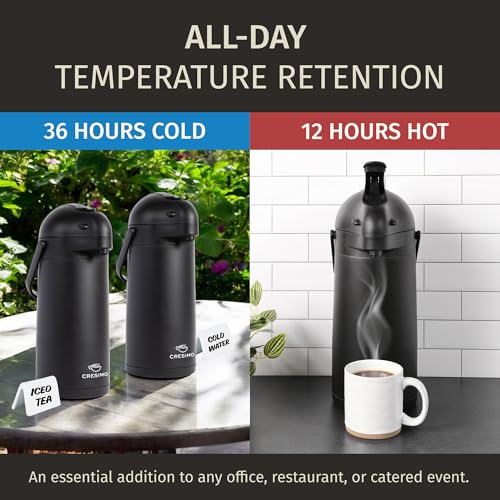 Airpot Coffee Carafe Dispenser with Pump, Black | 12 Hours Hot Water Retention, 36 Hours Cold Retention, Thermal Carafe for Hot Drinks, One-Handed Dispensing - color: Black, size: 102 Ounces