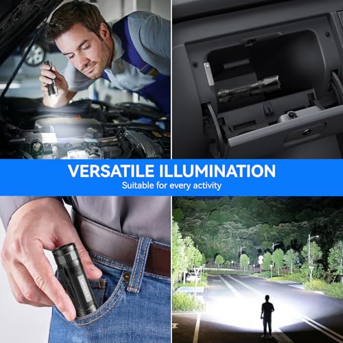 LETMY Rechargeable Flashlights High Lumens, 2 Pack 2000 Lumens Super Bright LED Tactical Flashlight, 3 Modes Samll Powerful Flash Lights with Clip, Waterproof Flashlights for Home Emergency Camping - color: Black