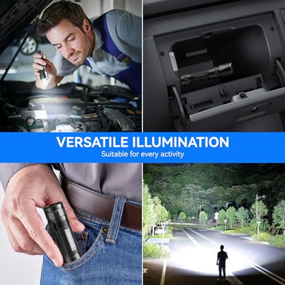 LETMY Rechargeable Flashlights High Lumens, 2 Pack 2000 Lumens Super Bright LED Tactical Flashlight, 3 Modes Samll Powerful Flash Lights with Clip, Waterproof Flashlights for Home Emergency Camping - color: Black