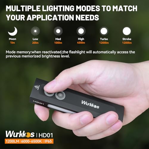 Wurkkos HD01 Flat EDC Flashlight with RGB and Green Light, 1200 Lumens Rechargeable LED Flashlight, Triple Light Sources Pocket Lights, Magnetic Flashlight for Camping, Work, Emergency - color: HD01