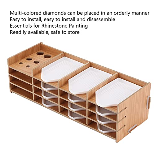 Rhinestone Painting Tray, Wooden Bead Sorting Organizer with Storage Rack for DIY Art Craft, Cross Stitch, Nail Art, Diamond Painting Accessories