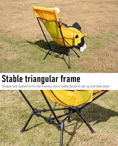 iClimb Ultralight Compact Camping Folding Beach Chair with Anti-Sinking Large Feet (Yellow - Triangular Frame High Back) - color: Yellow (Triangular Frame High Back)