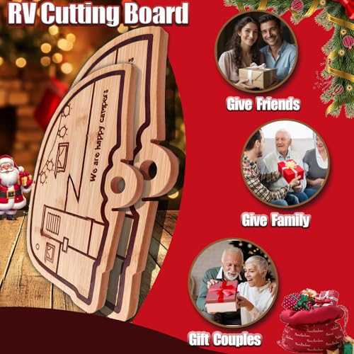 Camper Bamboo Cutting Board Set for RV Kitchen Accessories 2 Pieces, RV Wood Chopping Board Set with Juice Grooves, Hang Hole,for Meat Vegetables & Cheese,Camping Gifts RV Decor Camping Decorations - style: small and big