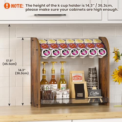 Lixple K Cup Holder - 2-Tier K Cup Organizer, Metal Coffee Pod Holder for Counter, Easy Assembly (Rustic Brown) - color: Brown