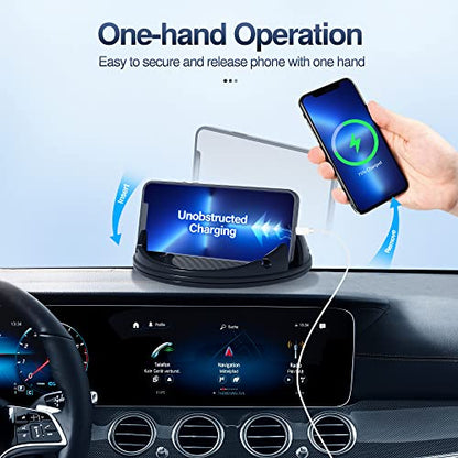 Loncaster Car Phone Holder Mount, [Horizontal 360° Rotatable] Silicone Phone Mount for Car Dashboard, Hands Free Cell Phone Holder Car Compatible with iPhone 16 15 14 13 12 Pro Max Samsung Phones - color: Black-360° Rotatable