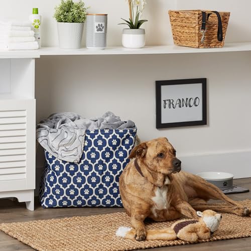 Bone Dry Pet Storage Collection Lattice Paw Print, Nautical Blue, Large Rectangle - color: Nautical Blue, size: Large Rectangle