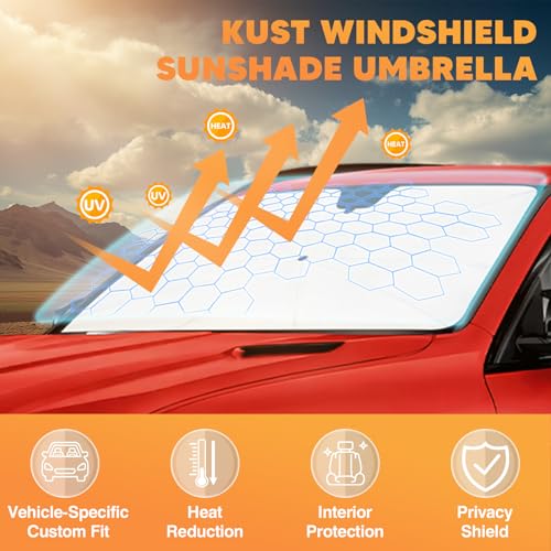 KUST Sun Shade Umbrella for Toyota RAV4 2019-2025 2026 | Custom Fit Windshield Sunshade | Foldable Sunshade with Bendable Handle | Blocks Heat & UV Rays Keep Car Cool Sunshield - size: For RAV4 19-26
