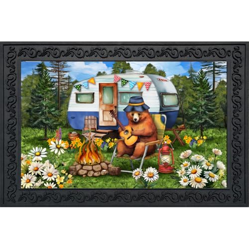 Briarwood Lane Camping Bear Doormat - color: Camping Bear