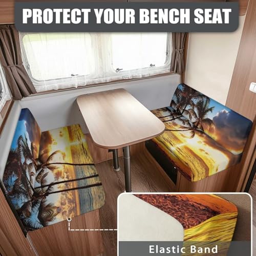 RV Dinette Cushion Covers Camper Dinette Cushion Covers, Sunset Palm Tree RV Seat Cover Couch Covers Sofa Seat Protector Non-Slip Stretchable Sofa Protector, for Camper Car Bench Cover - color: Sunset Palm Tree