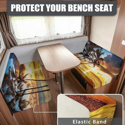 RV Dinette Cushion Covers Camper Dinette Cushion Covers, Sunset Palm Tree RV Seat Cover Couch Covers Sofa Seat Protector Non-Slip Stretchable Sofa Protector, for Camper Car Bench Cover - color: Sunset Palm Tree