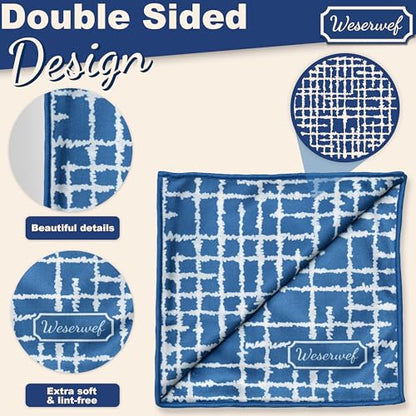 WESERWEF Design Microfiber Glasses Cleaning Cloth – Premium Cleaning Cloth for Eyeglasses, Screens, Tablets, Cameras & Lenses, 12" x 12", Ultra-Soft & Scratch-Free (Blue) - color: blue