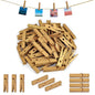 50PCS Gold Wooden ClothesPins - 1.77 inch Natural Wooden Peg Pin Compatible Gift Wrapping, Picture Hanging, Arts&Crafts, Photo Display (Gold, 4.5 * 0.7cm) - color: Gold, size: 4.5*0.7cm